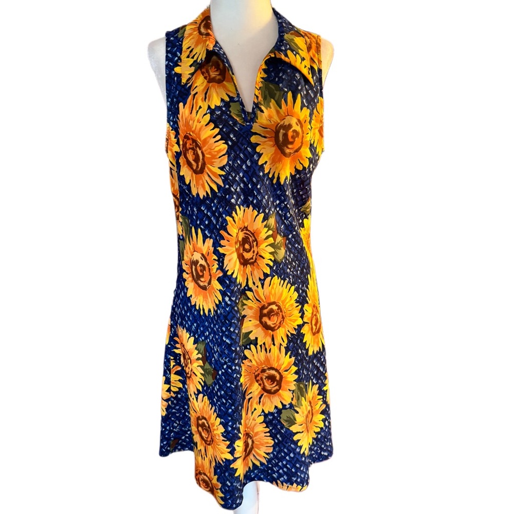 Y2K Rampage sunflower Midi Dress with Notched Collar
